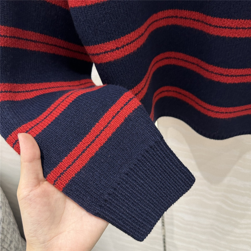 Miu Miu Striped Wool Sweater Red/Navy