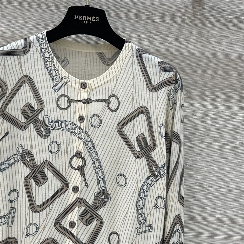 H**me5 motif printed wool cardigan