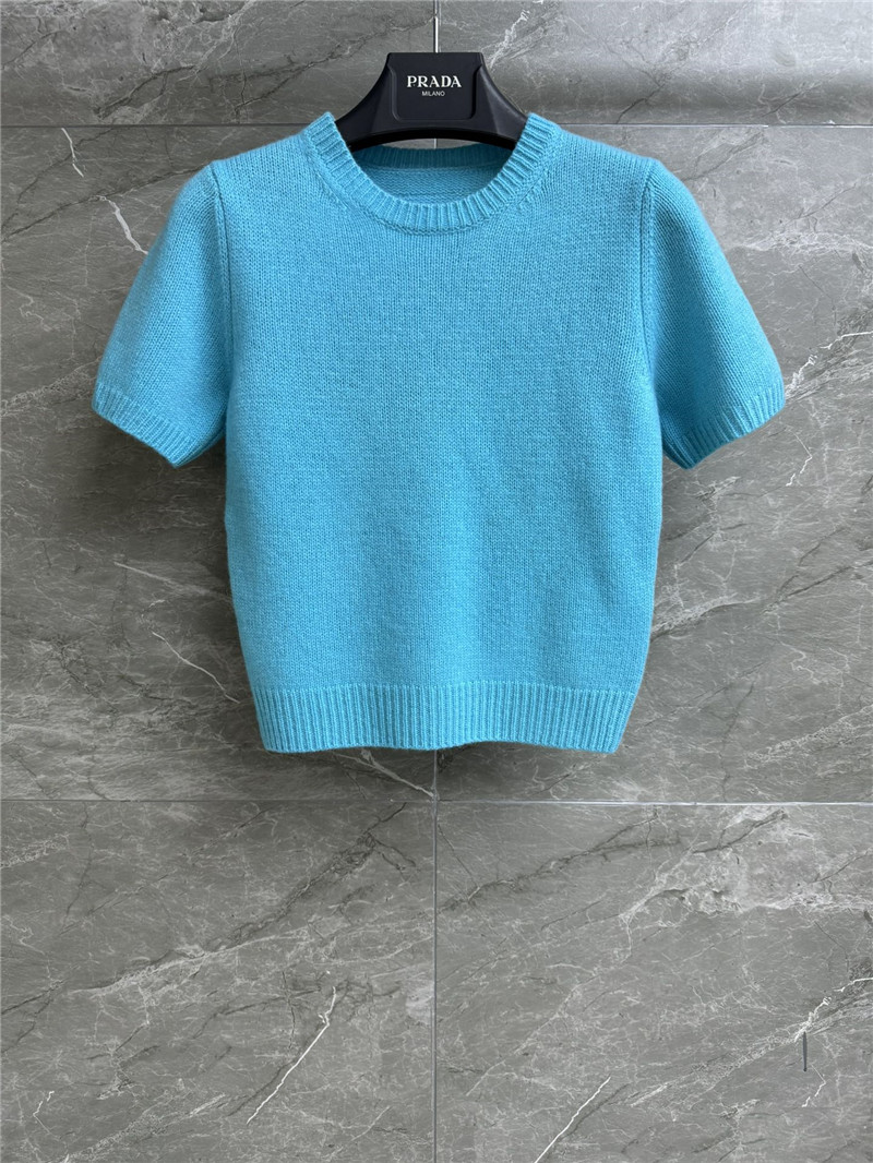 Pra*a short sleeve cashmere top in blue