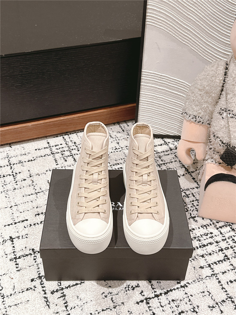 Pra*a beige high-top canvas sneakers
