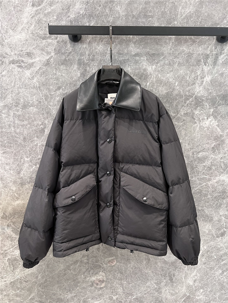 M1um1u leather collar down jacket