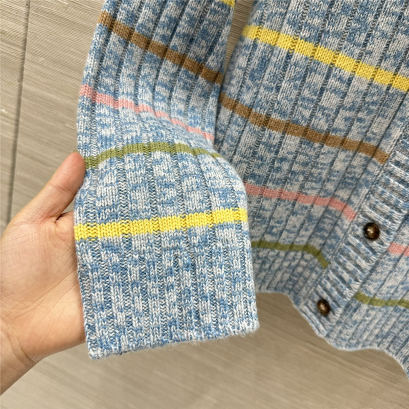 Pra*a stripe rib wool cardigan grey