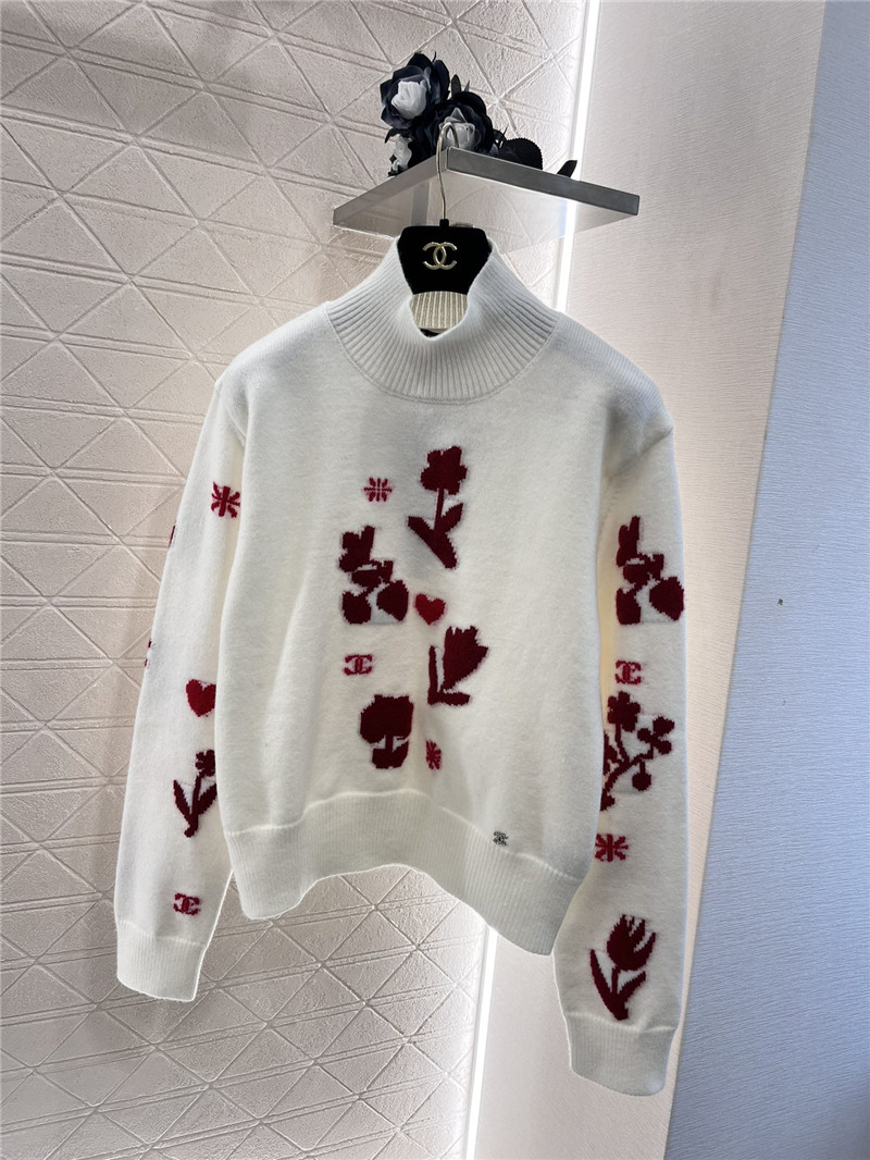 Ch**el floral turtleneck sweater white
