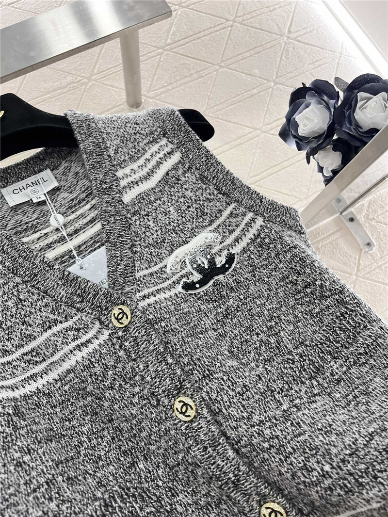 Ch**el striped wool blend vest grey