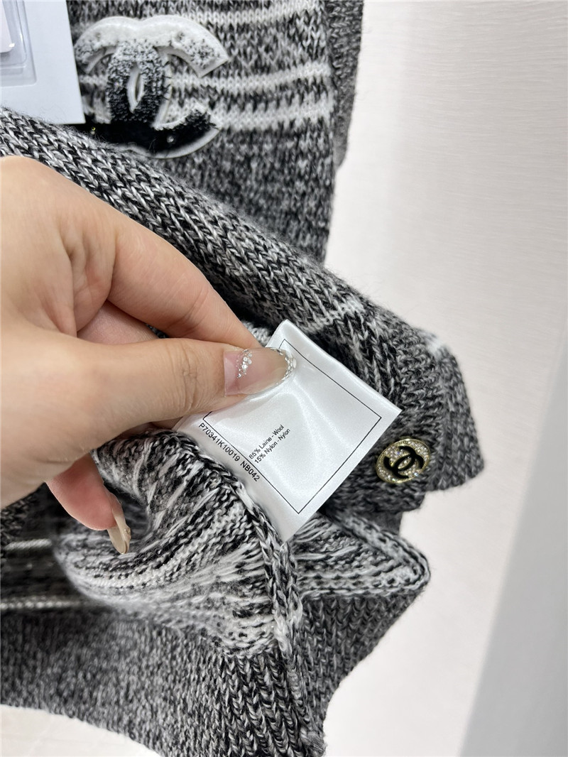 Ch**el striped wool blend vest grey
