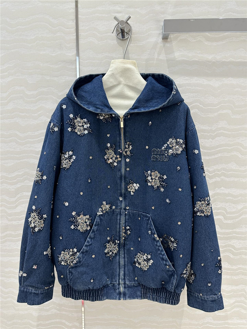 M1um1u cotton hooded jacket