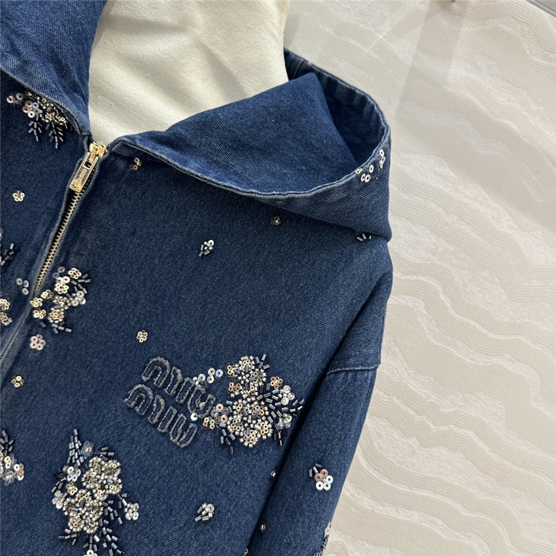 M1um1u cotton hooded jacket