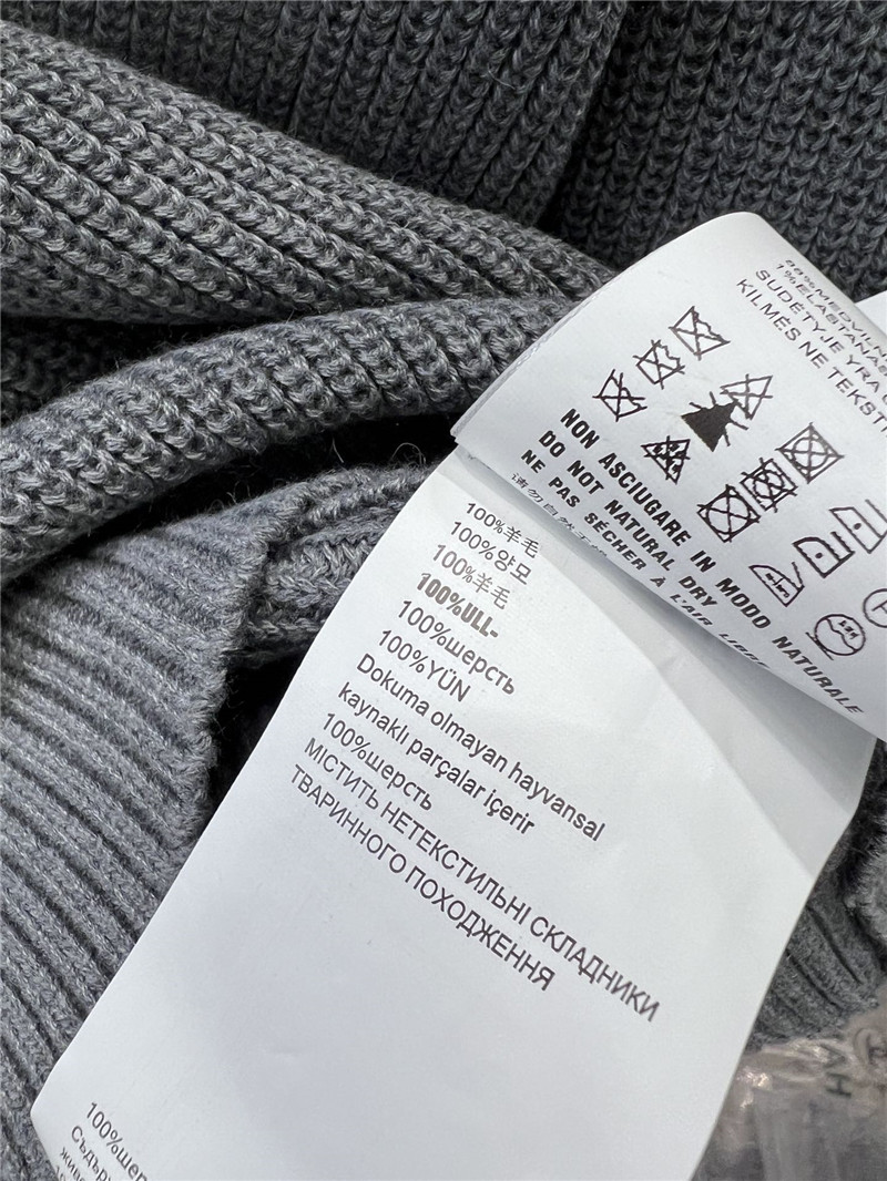 Miu Miu Stripe V-Neck Wool Sweater in Grey
