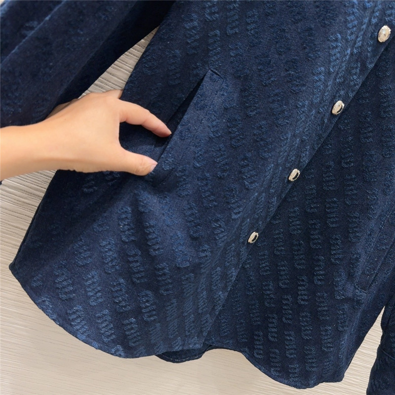 M1um1u jacquard shirt denim jacket