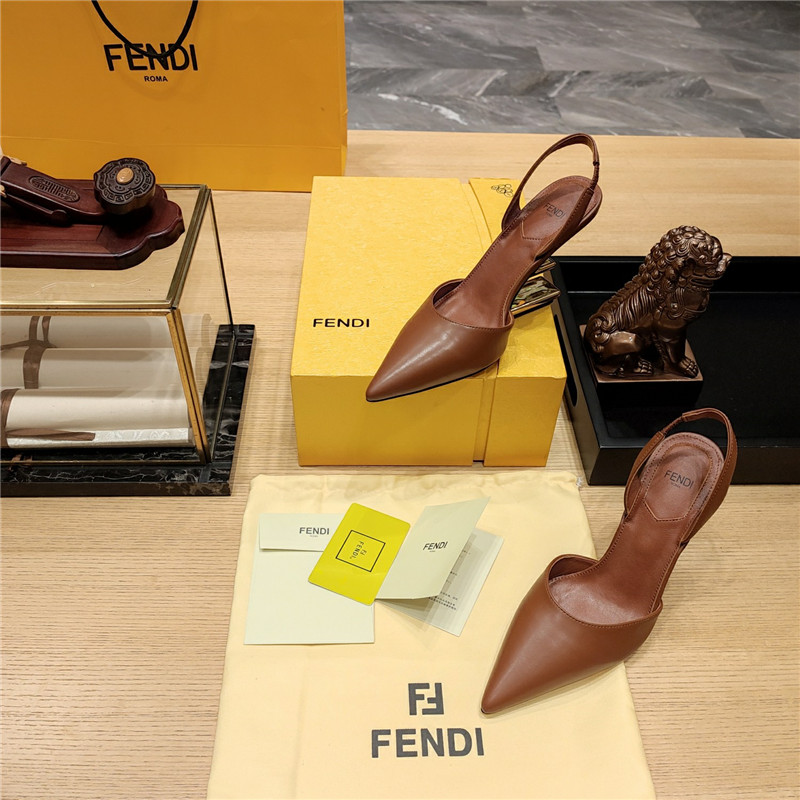 F**di first leather sculpted-heel pumps brown