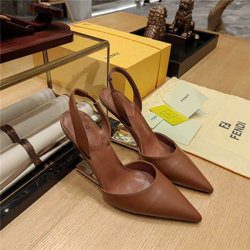 F**di first leather sculpted-heel pumps brown