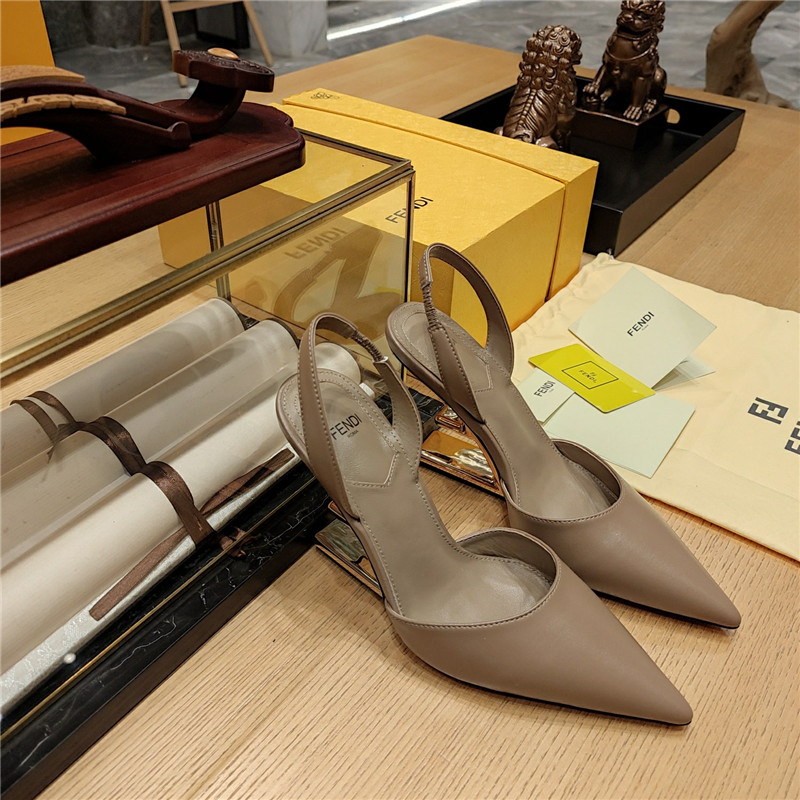 F**di first leather sculpted-heel pumps beige