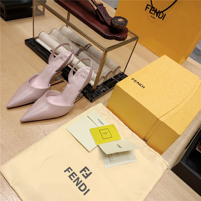 F**di first leather sculpted-heel pumps pink