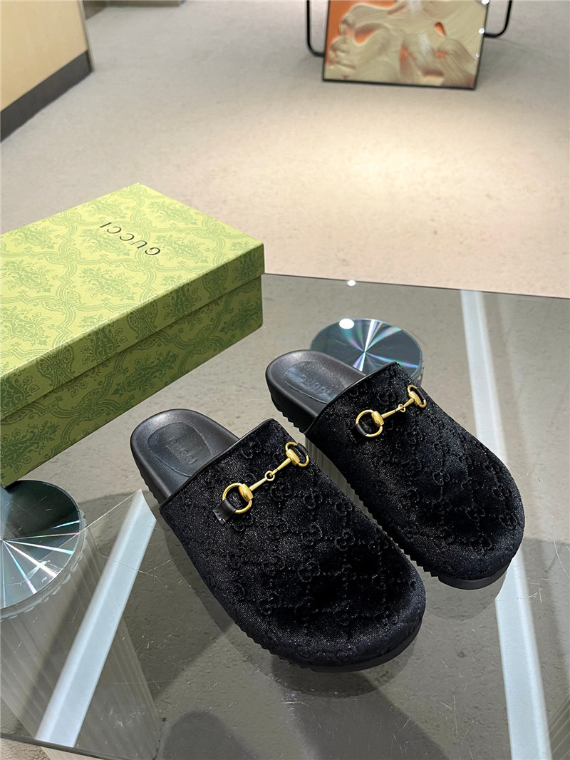 Gvc*1 horsebit mule black gg suede
