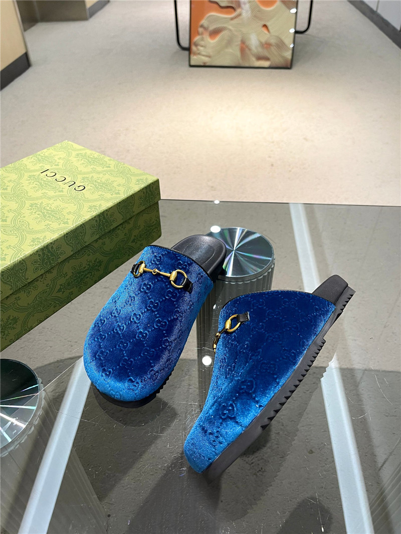 Gvc*1 horsebit mule blue gg suede