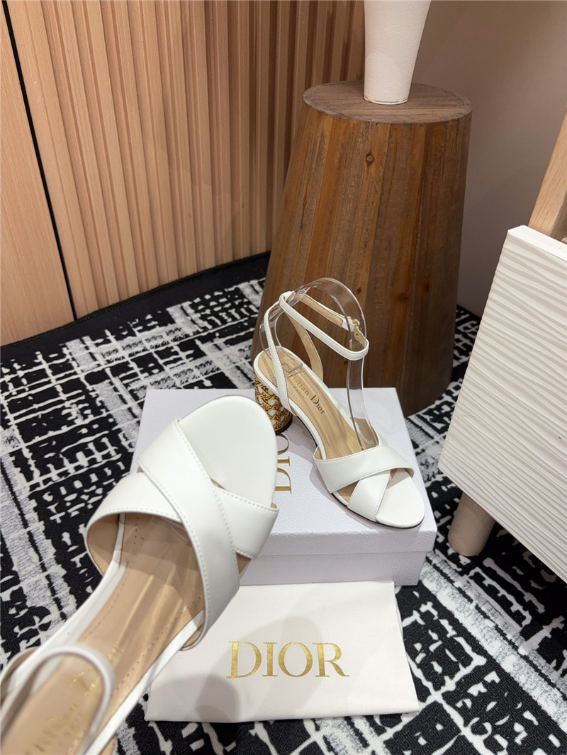 D10r icon white calfskin heeled sandals