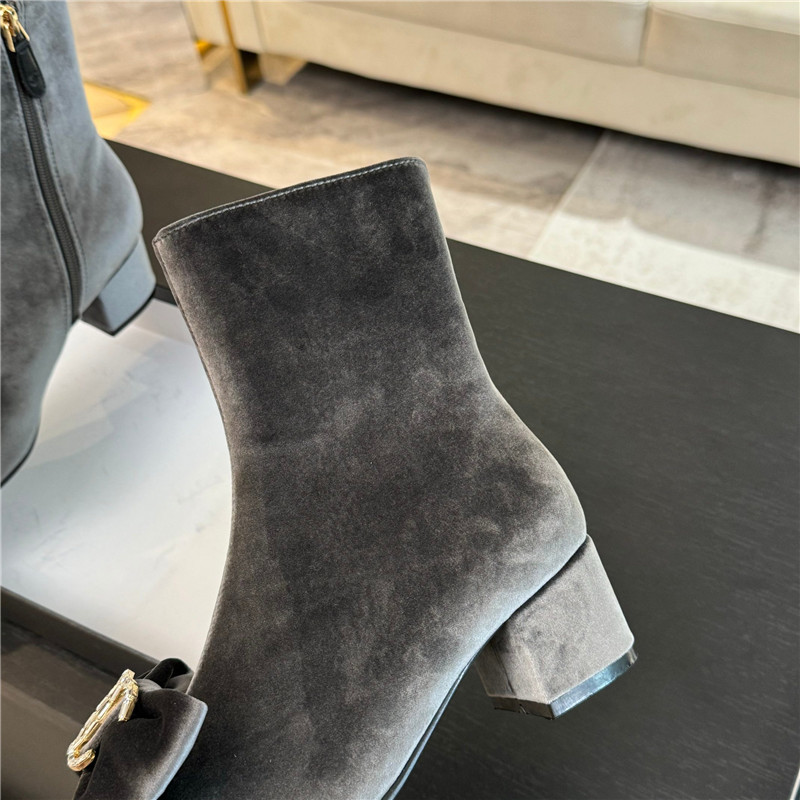 Ch**el velvet bow ankle boots