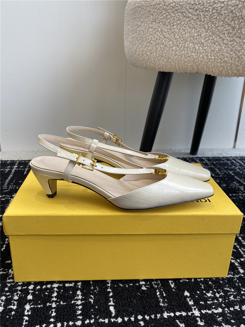 F**di ffold slingback pumps in natural leather