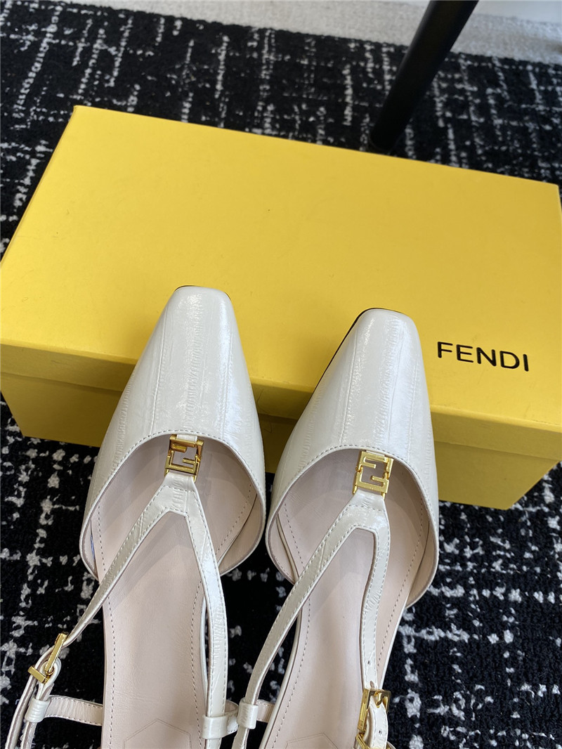 F**di ffold slingback pumps in natural leather