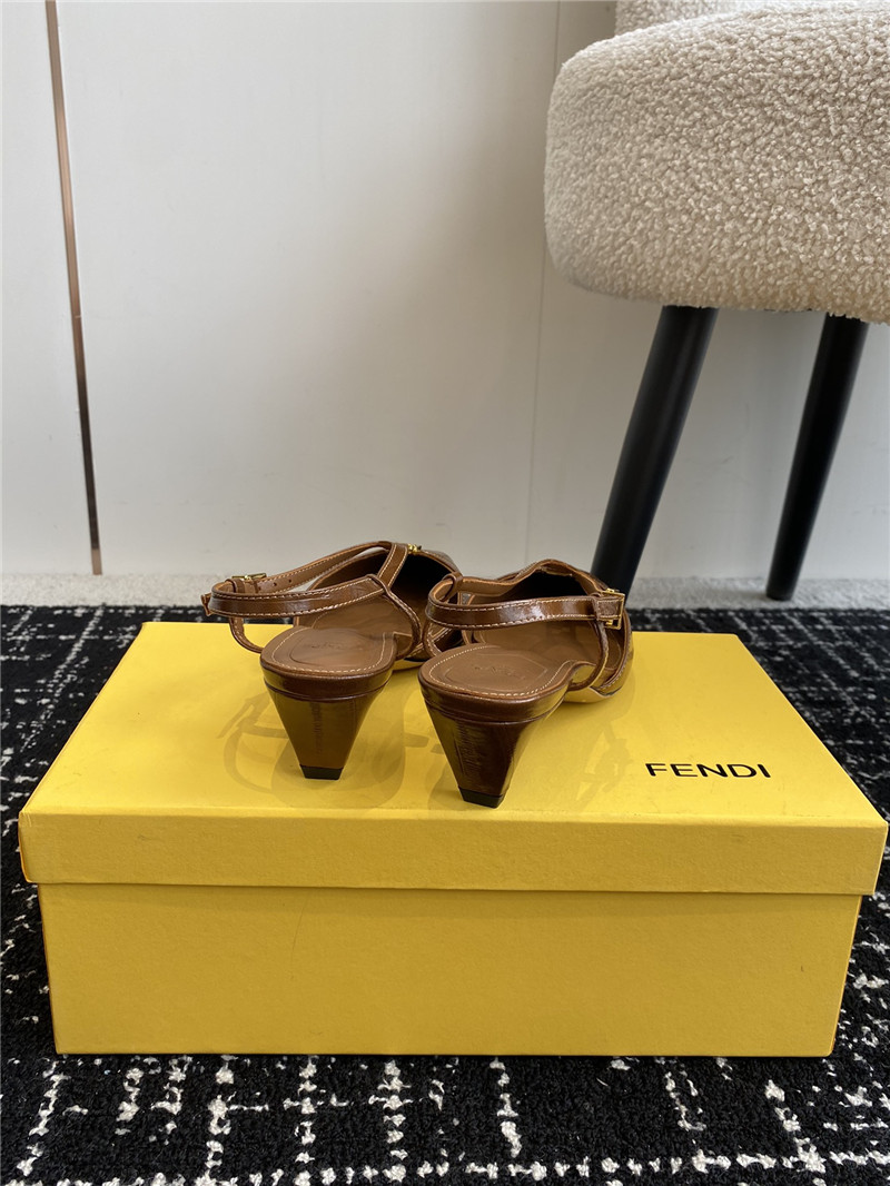 F**di ffold slingback pumps in brown