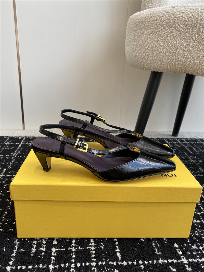 F**di ffold black slingback pumps