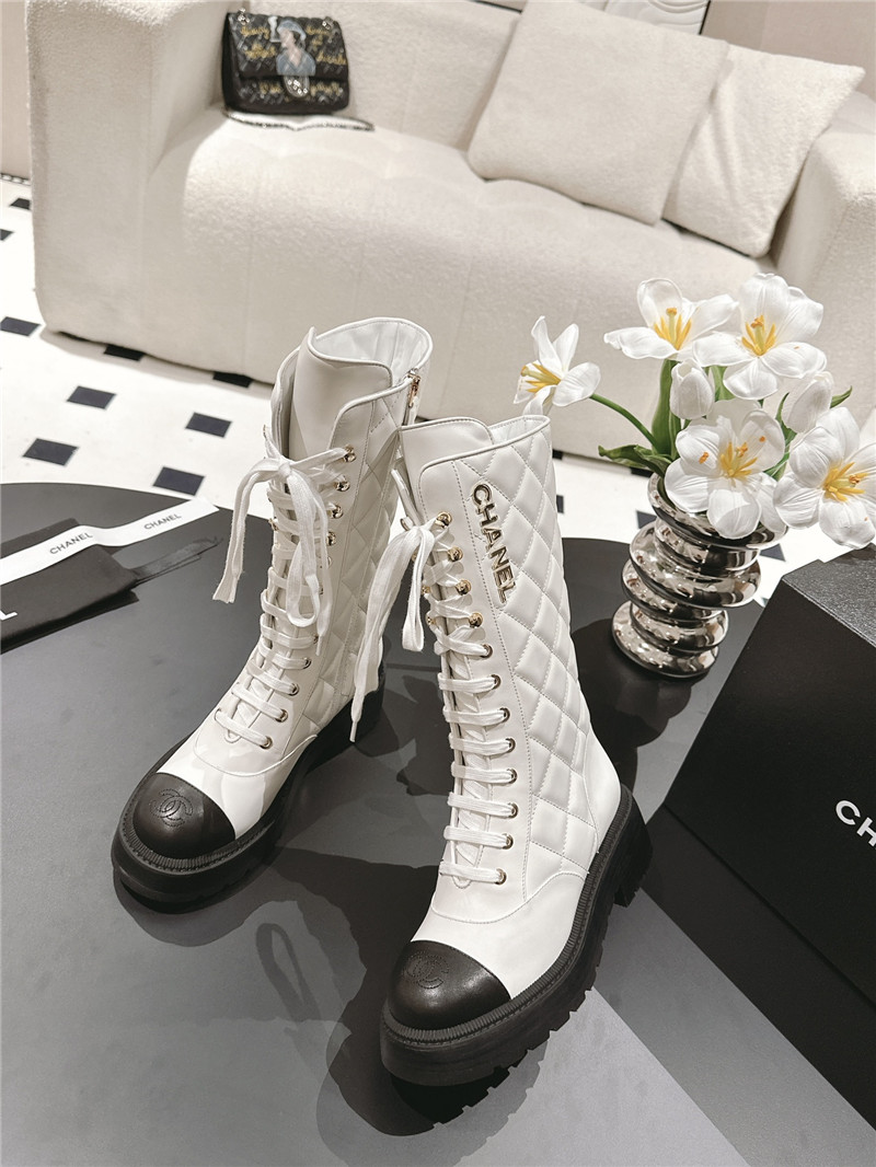Ch**el lace up platform high boots