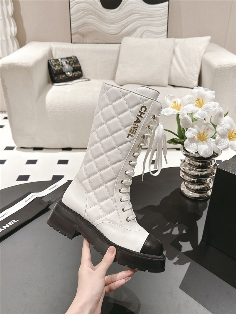 Ch**el lace up platform high boots
