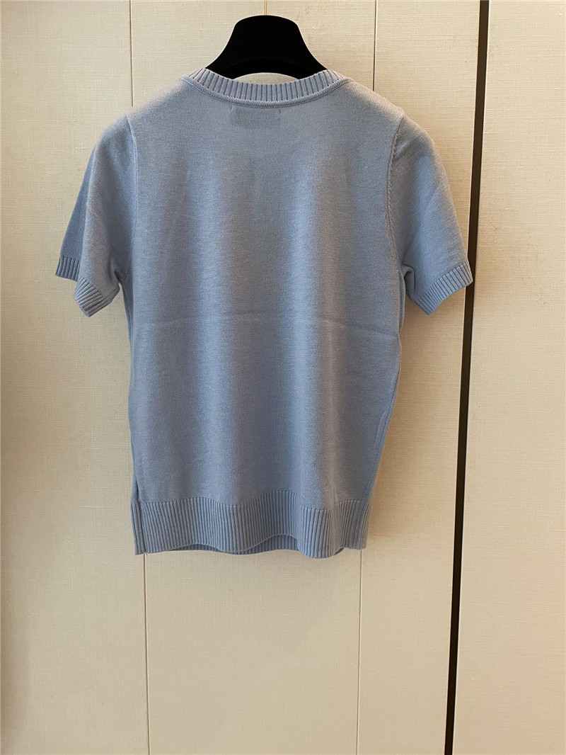 Miu Miu Logo-Intarsia Cashmere Top Blue