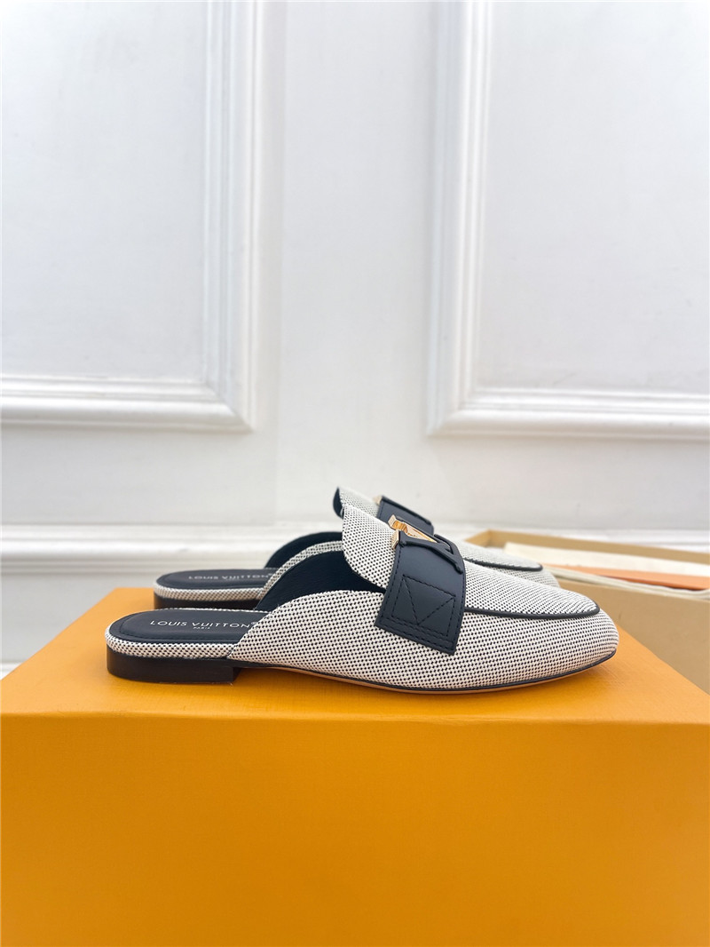 LV Capri Open Back Loafers Bicolor Canvas Navy
