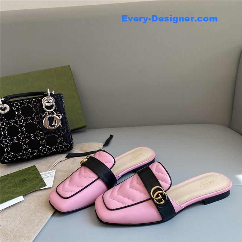 Gvc*1 horsebit color block muller half slippers