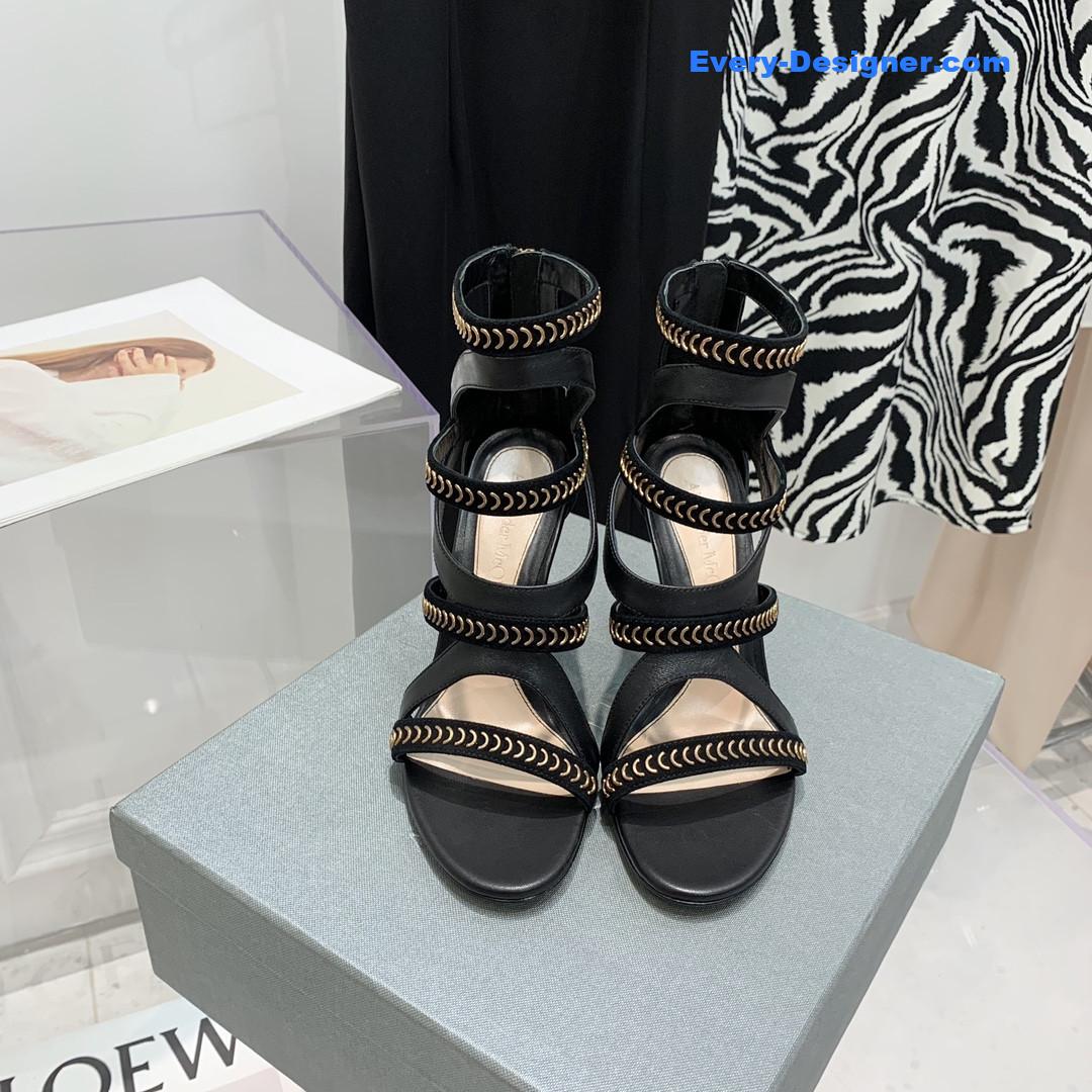 a1exa*der Mcqv*en metal embellished open toe sandals