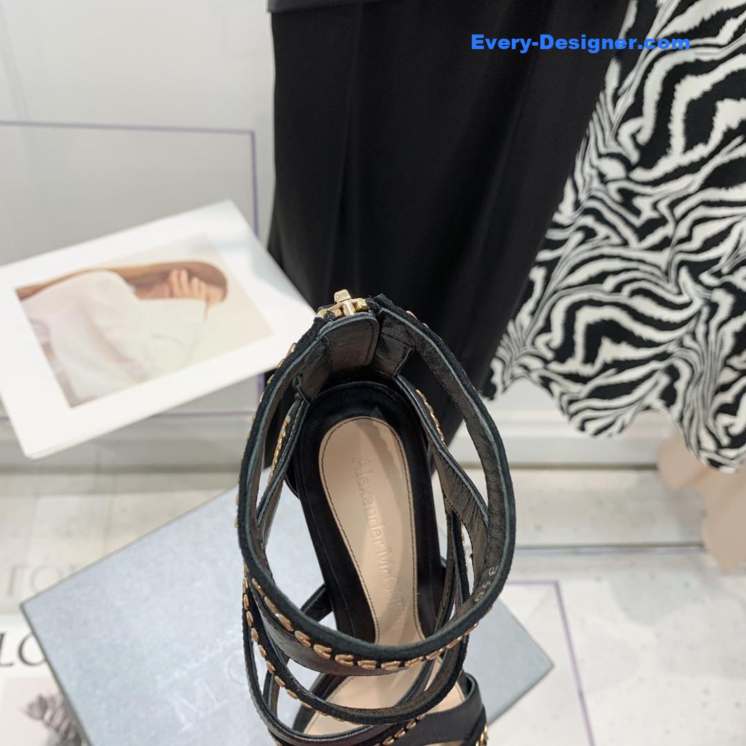 a1exa*der Mcqv*en metal embellished open toe sandals