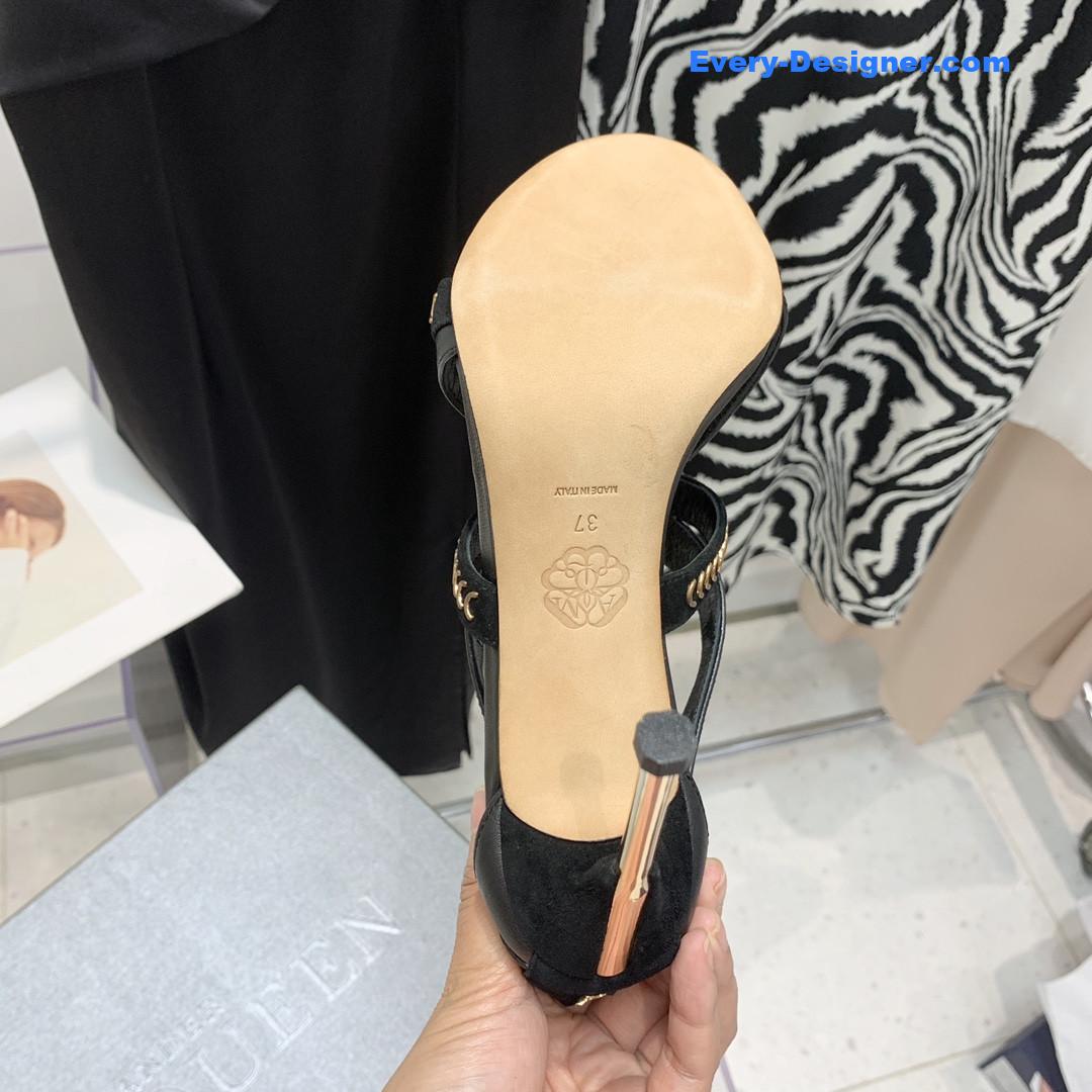 a1exa*der Mcqv*en metal embellished open toe sandals