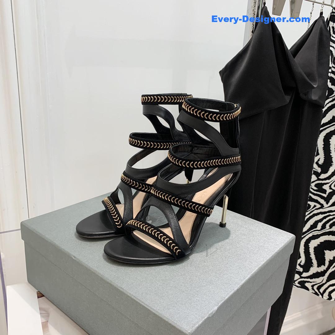a1exa*der Mcqv*en metal embellished open toe sandals