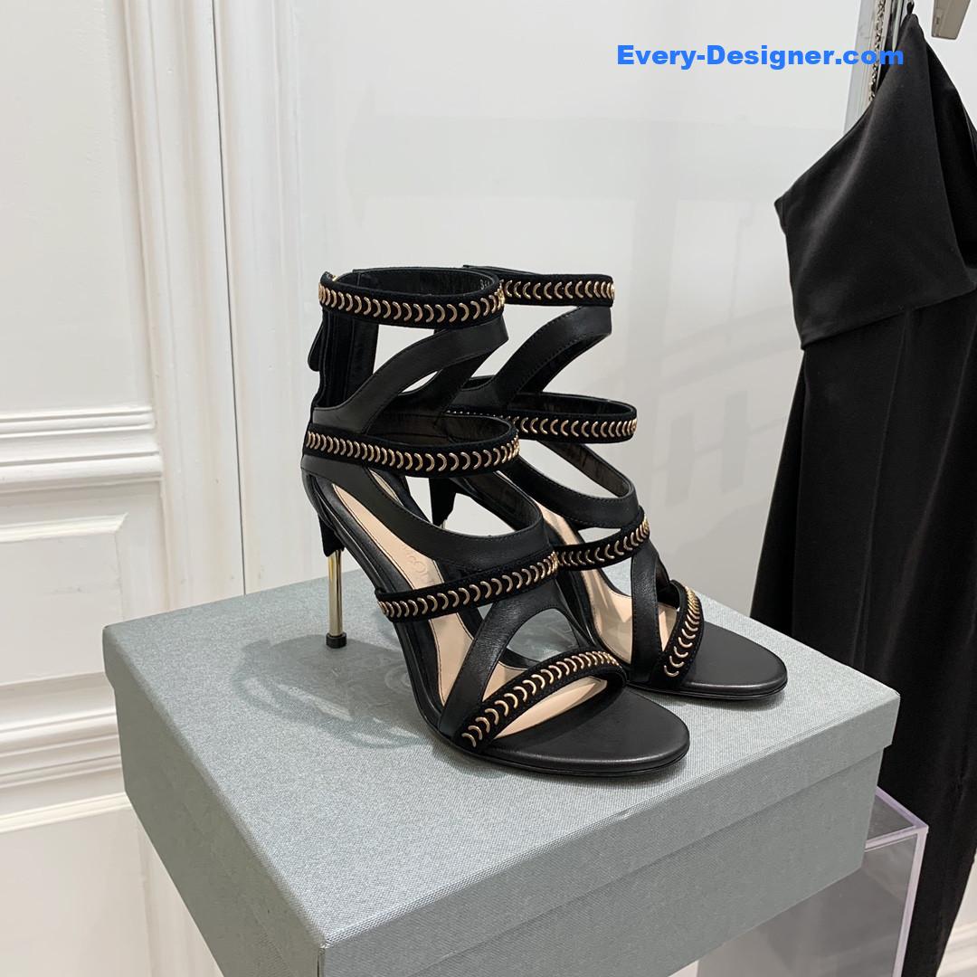 a1exa*der Mcqv*en metal embellished open toe sandals