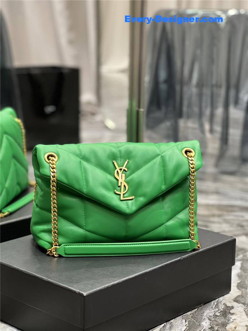 Y51 loulou puffer green sheepskin bag