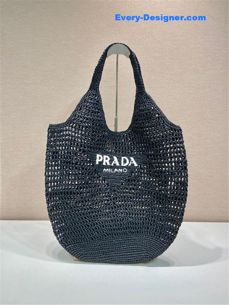 Pra*a raffia tote bag black