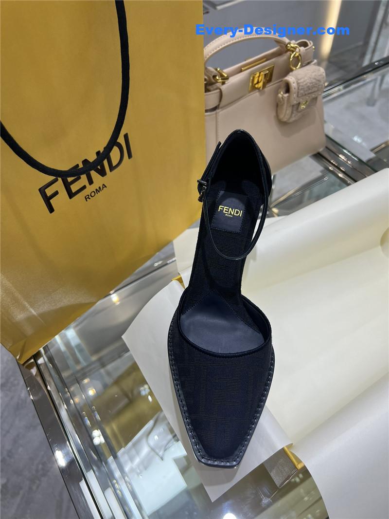 F**di square toe ff hollow heel court shoes