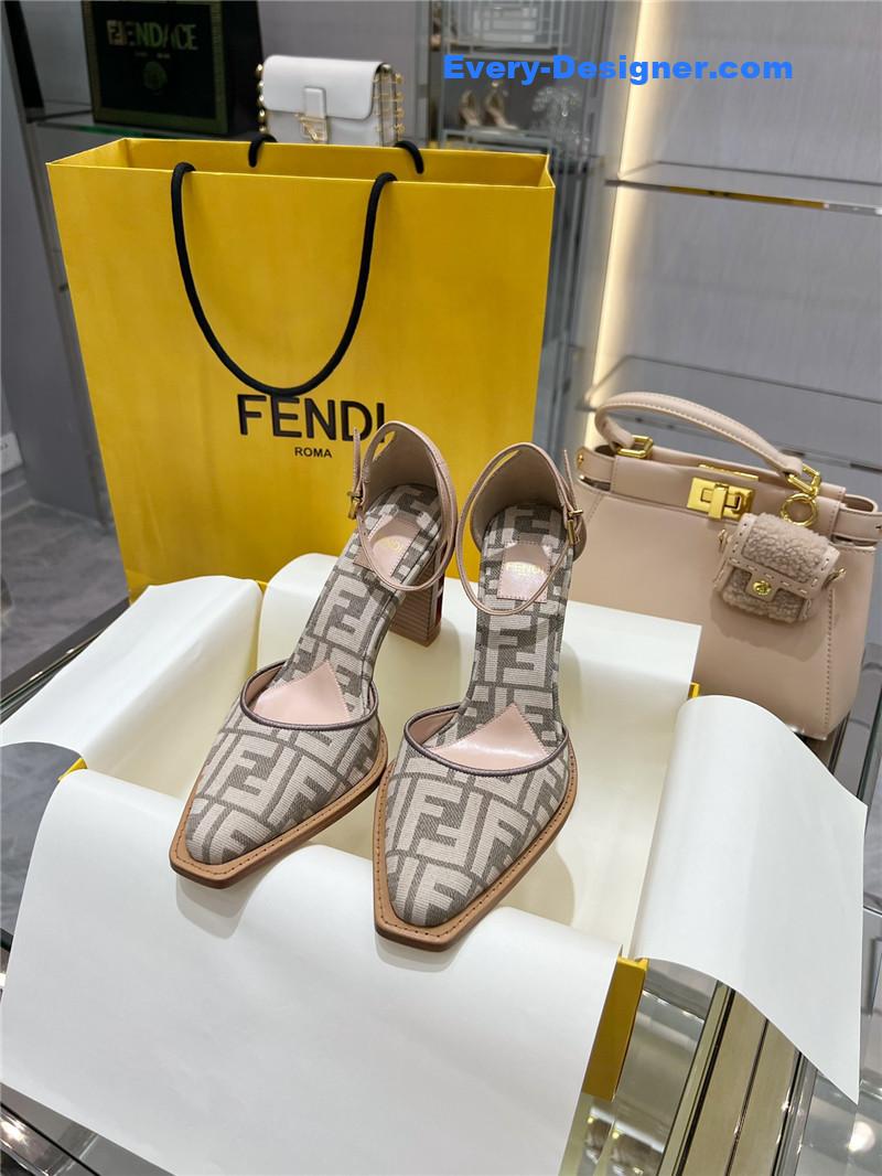 F**di square toe ff hollow heel court shoes