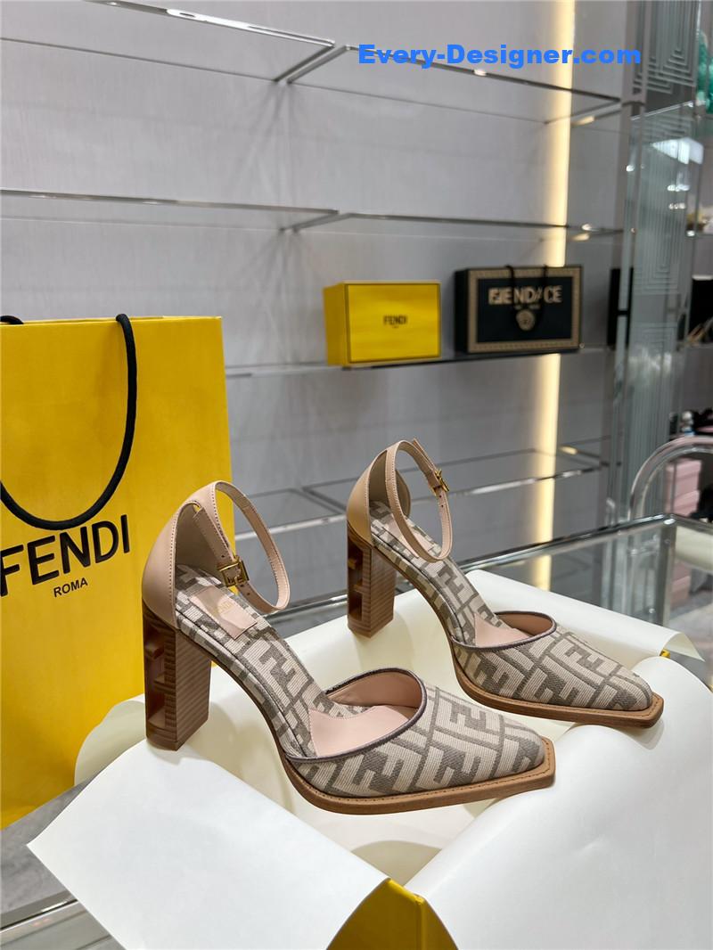 F**di square toe ff hollow heel court shoes