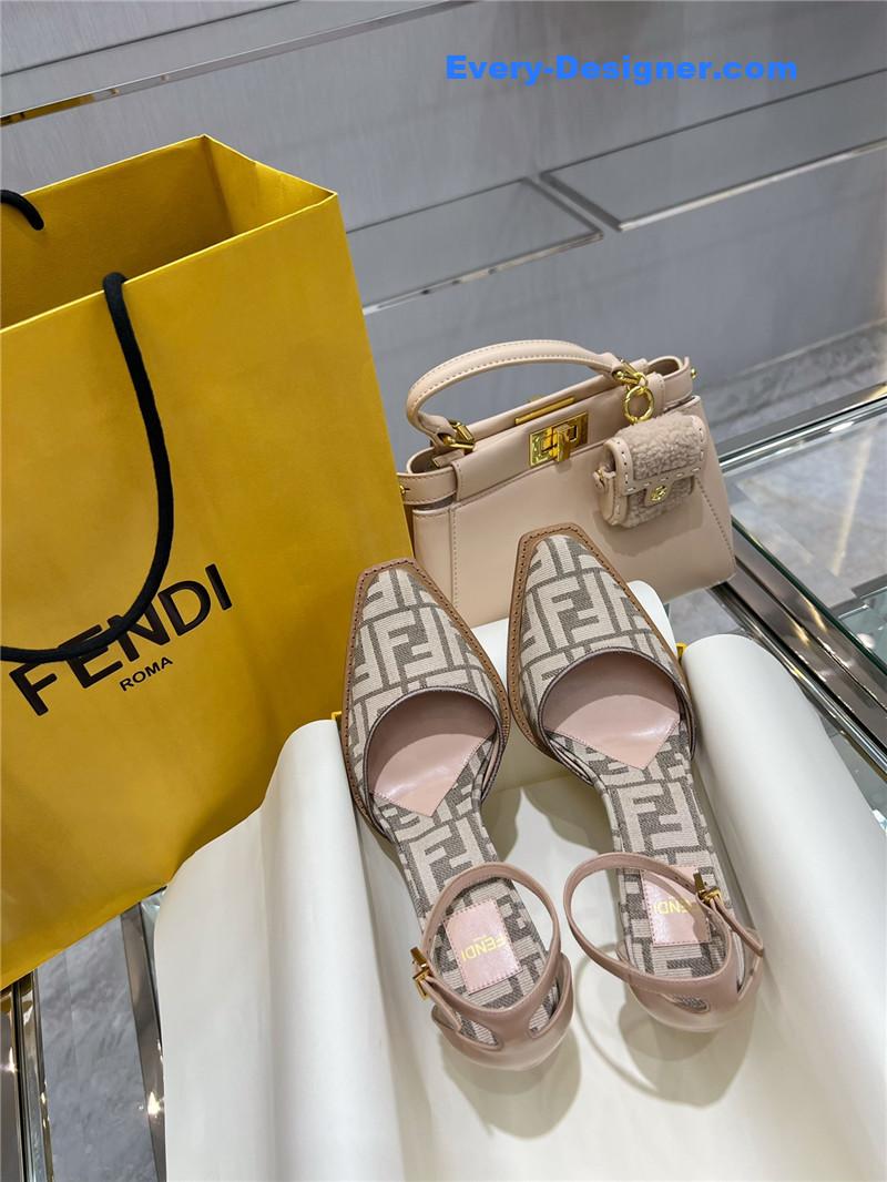 F**di square toe ff hollow heel court shoes