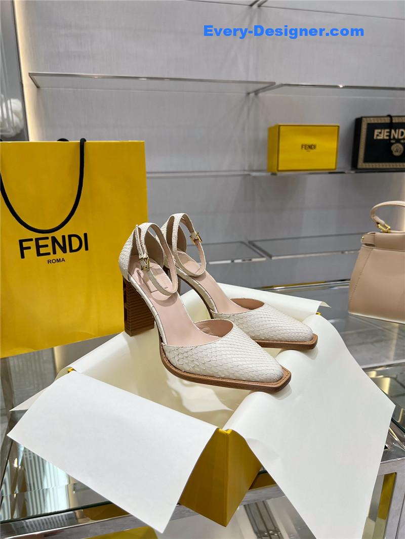 F**di square toe ff hollow heel court shoes
