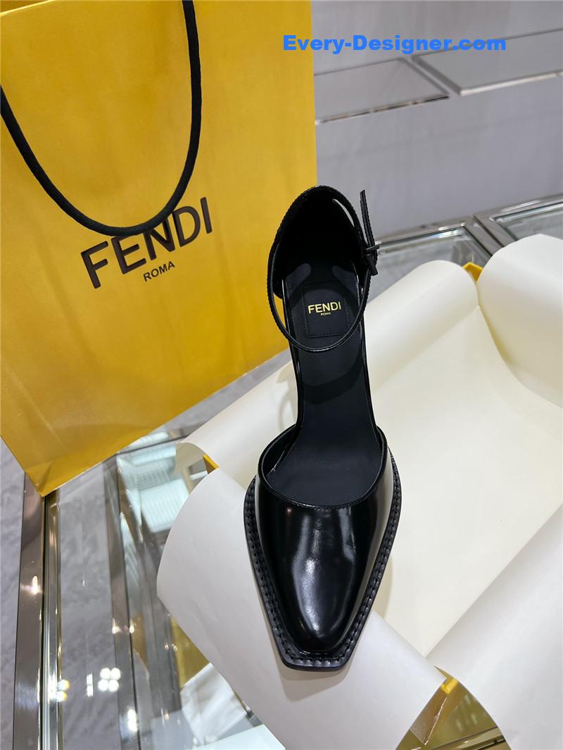 F**di square toe ff hollow heel court shoes