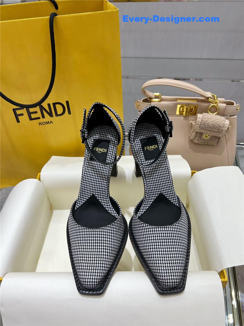 F**di square toe ff hollow heel court shoes