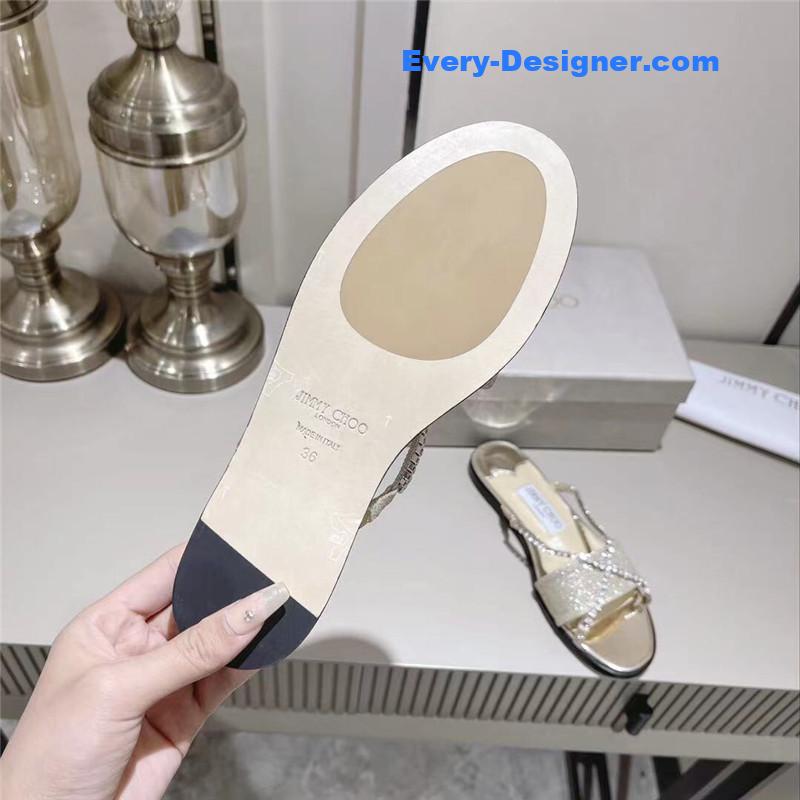 J1m*y Ch00 strappy rhinestone slides