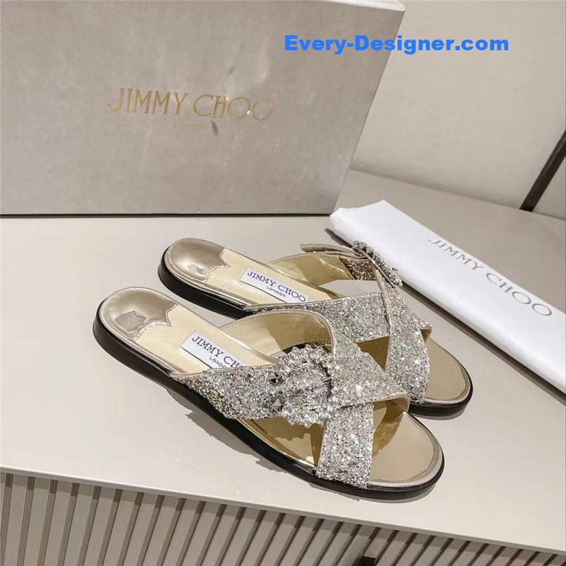 J1m*y Ch00 rhinestone c buckle slides