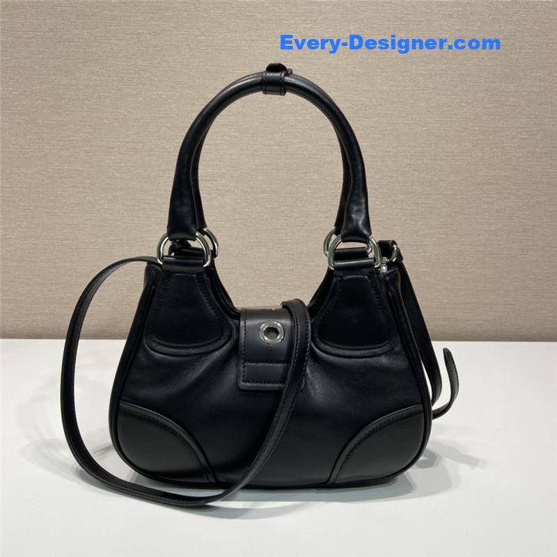 Pra*a moon re-nylon and leather bag