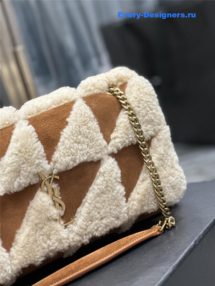 yves Sa1nt Lau*nt small jamie lambswool bag brown