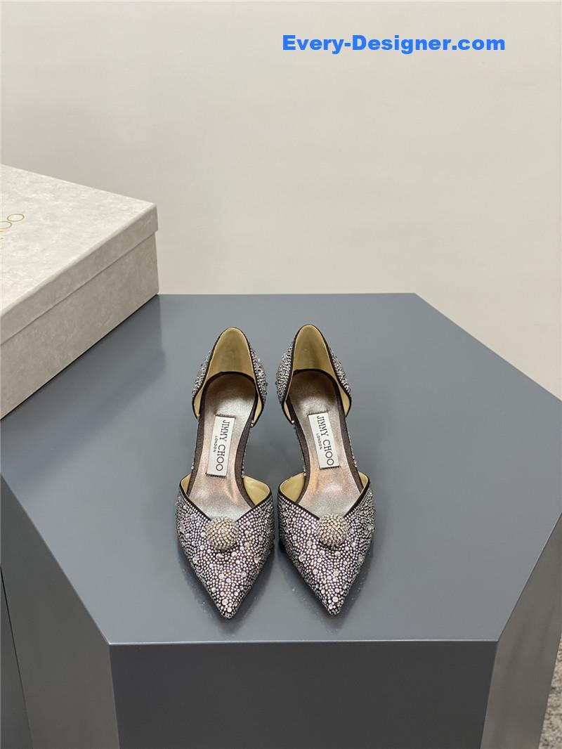 J1m*y Ch00 jc high-heeled crystal slipper shoes