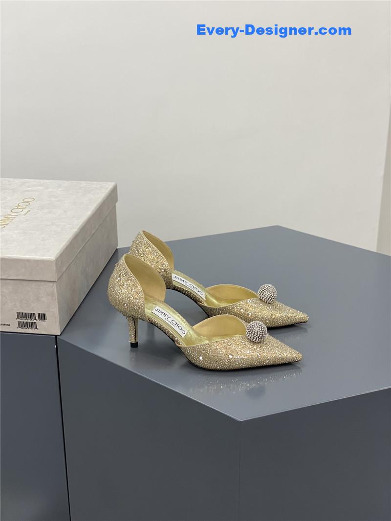 J1m*y Ch00 jc high-heeled crystal slipper shoes